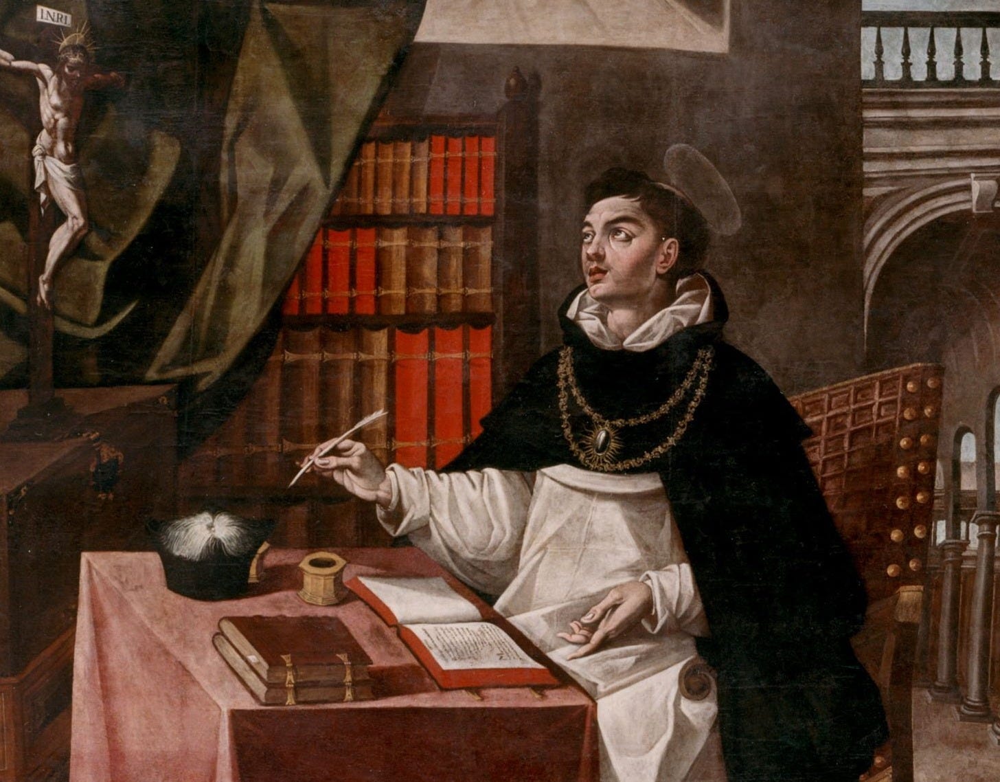 St. Thomas Aquinas at desk